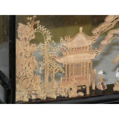 'Temple' bas-relief, made of cork, by Moinat SA – Antiques and home décor