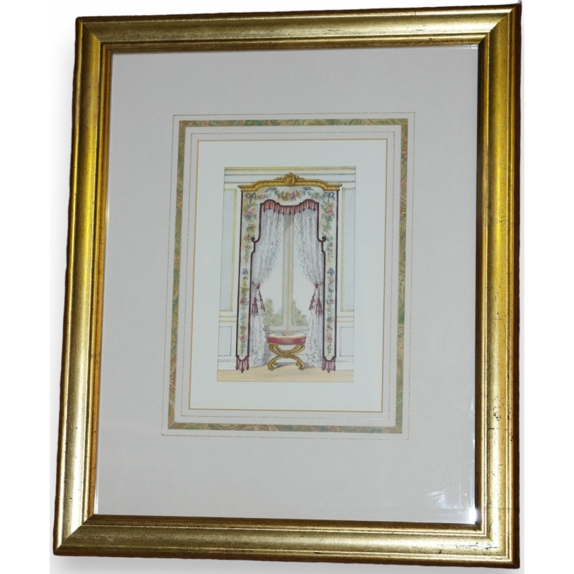 Reproduction engraving of ‘Chelsea curtains’ by Moinat SA – Antiques and decorative items – Engravings, lithographs