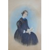 Gouache "Femme en noir assise", non  sur Moinat SA  - Antiquités décoration -  Gouaches, Aquarelles, Pastels