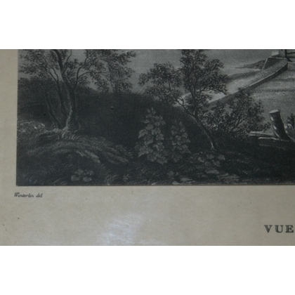 Engraving ‘View of Neuchâtel’ by WINTERLIN, on Moinat SA – Antiques and decorative items – Engravings, lithographs