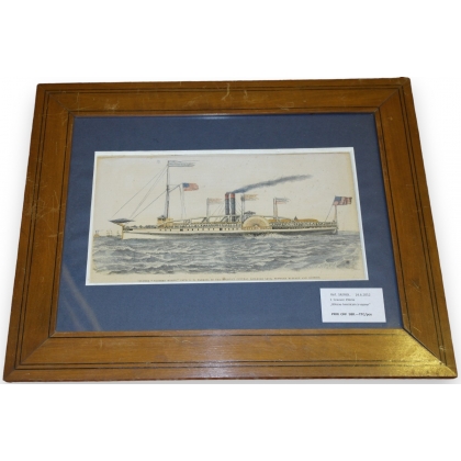Coloured engraving ‘Steamer Western’ by Moinat SA – Antiques and decorative items – Engravings, lithographs