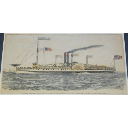 Coloured engraving ‘Steamer Western’ by Moinat SA – Antiques and decorative items – Engravings, lithographs