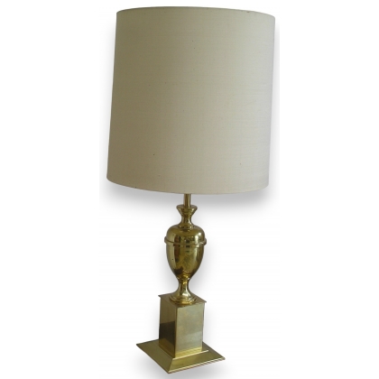  Lampe en laiton doré, abat-jour beige sur  Moinat SA  - Antiquités décoration