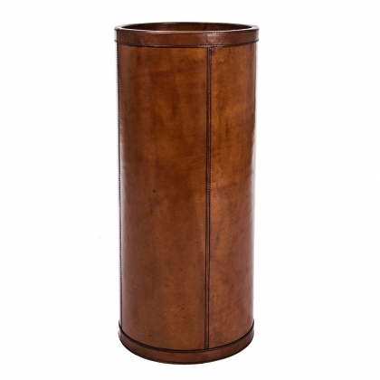 Grand porte-parapluie en cuir brun,