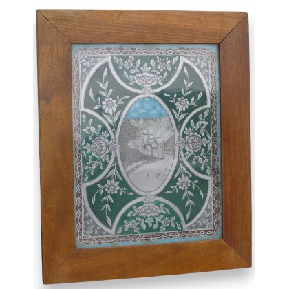 Polychrome metal engraving "Château sur Moinat SA" – Antiques and decorative items – Engravings, lithographs