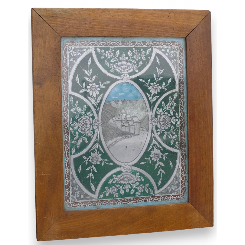 Gravure sur métal polychrome "Château  sur Moinat SA  - Antiquités décoration -  Gravures, Lithos