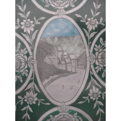 Gravure sur métal polychrome "Château  sur Moinat SA  - Antiquités décoration -  Gravures, Lithos