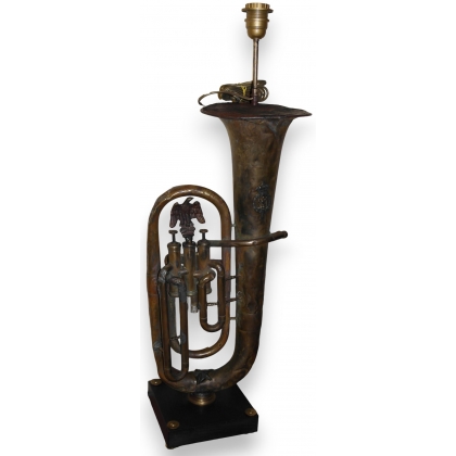  Lampe "Tuba" en cuivre, avec décor sur  Moinat SA  - Antiquités décoration