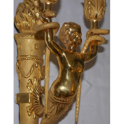 "Cherub and Snakes" wall light (set of 2) by Moinat SA – Antiques and decorative items