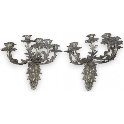 Pair of Louis XV-style wall lights with 6 arms by Moinat SA – Antiques and home décor