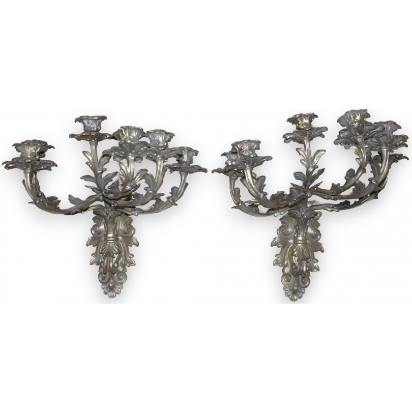 Pair of Louis XV-style wall lights with 6 arms by Moinat SA – Antiques and home décor