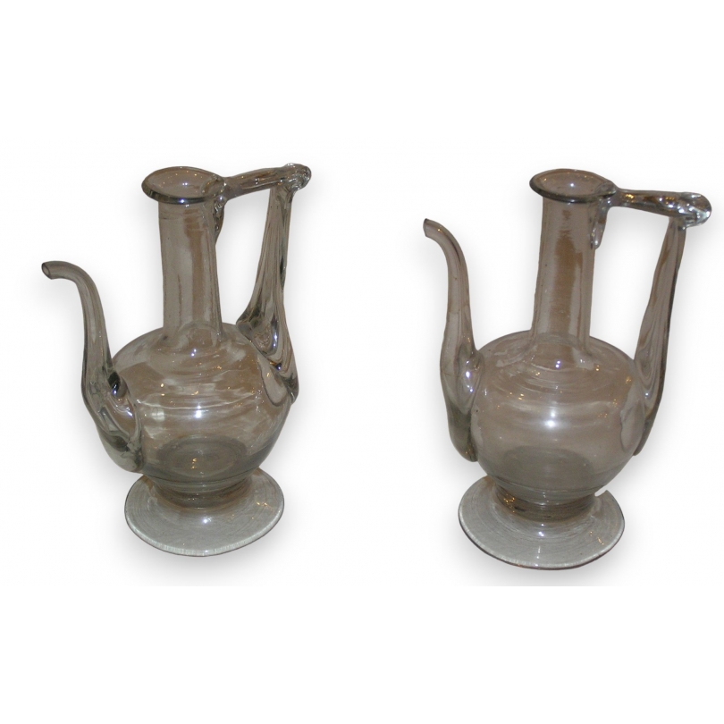 Pair of hand-blown glass jugs by Moinat SA – Antiques and home décor