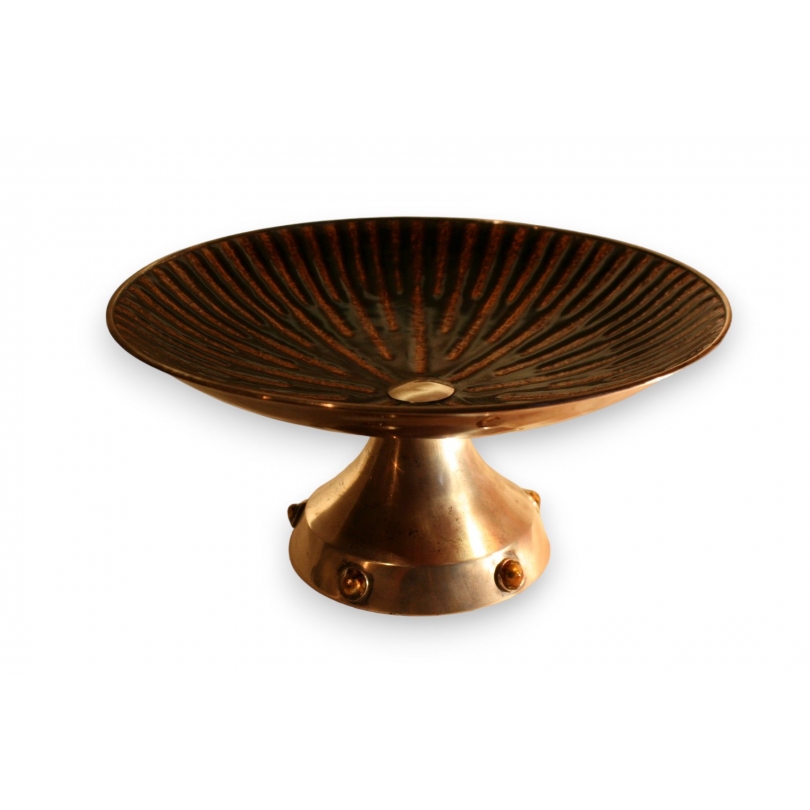 Coupe Art Déco en argent et émail brun