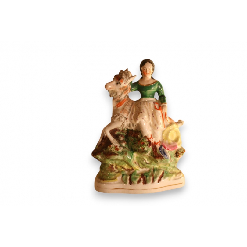 Earthenware figurine of a little girl with a goat by Moinat SA – Antiques and home décor