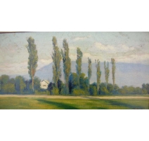 Painting "The Poplars". Gilt f