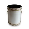 Round beige sheet metal wastepaper basket at  Moinat SA  - Antiques and home décor