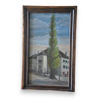 Huile sur toile \"Arbre de la liberté
