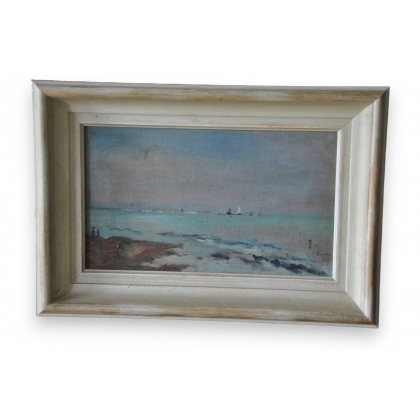 Huile sur toile \"Venise\" monogrammée EI