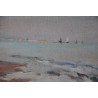 Huile sur toile \"Venise\" monogrammée EI