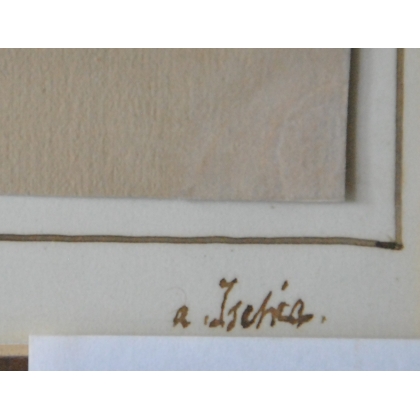  Dessin au crayon "Cour intérieure" sur  Moinat SA  - Antiquités décoration