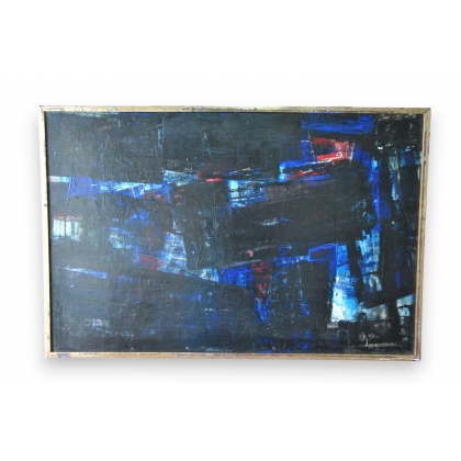 Huile sur bois \"Sans titre\" signé au