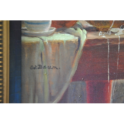 Paintings | Oil on canvas: ‘Young Woman Sewing’ by Moinat SA  – Antiques and home décor