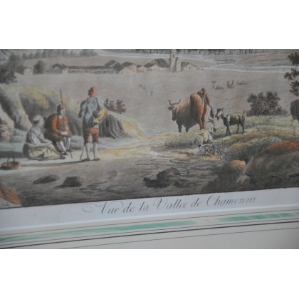 Engraving ‘View of the Chamouni Valley’ by Moinat SA – Antiques and decorative items – Engravings, lithographs