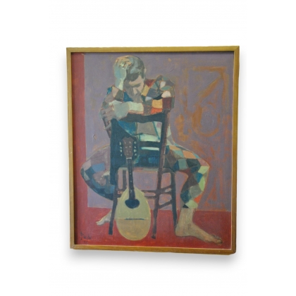 Huile sur toile \"l\'Arlequin\" signé PANDEL 58
