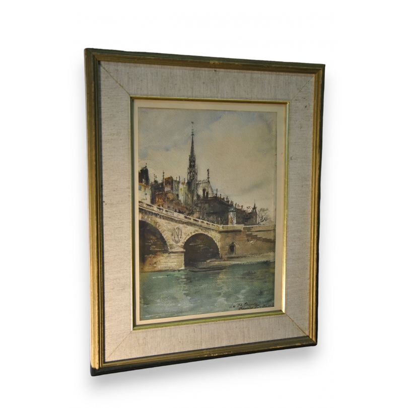 Aquarelle "La Sainte Chapelle" signée  sur Moinat SA  - Antiquités décoration -  Gouaches, Aquarelles, Pastels