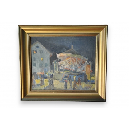 Huile sur toile \"le manège de Bienne\"