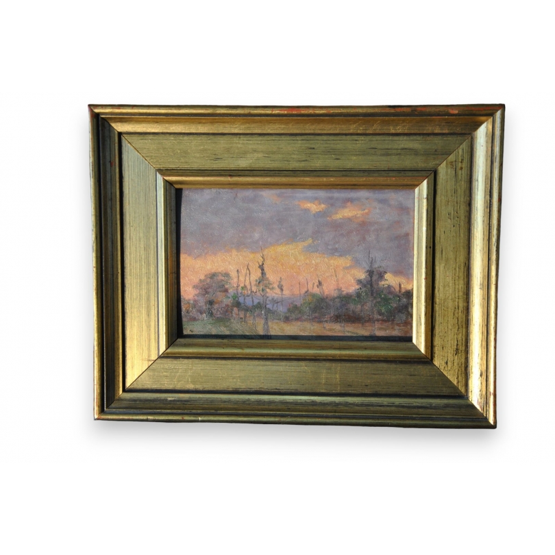 Paintings | Oil on wood "Nubi e sole, Ticino" Moinat SA  - Antiques and home décor