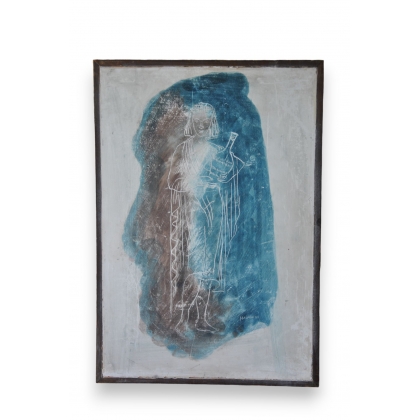  Tableau sur plâtre "Femme à la cruche" sur  Moinat SA  - Antiquités décoration