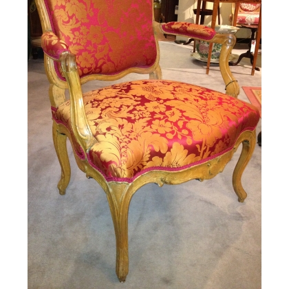 Louis XV armchair with a flat backrest. From  Moinat SA  - Antiques and interior design