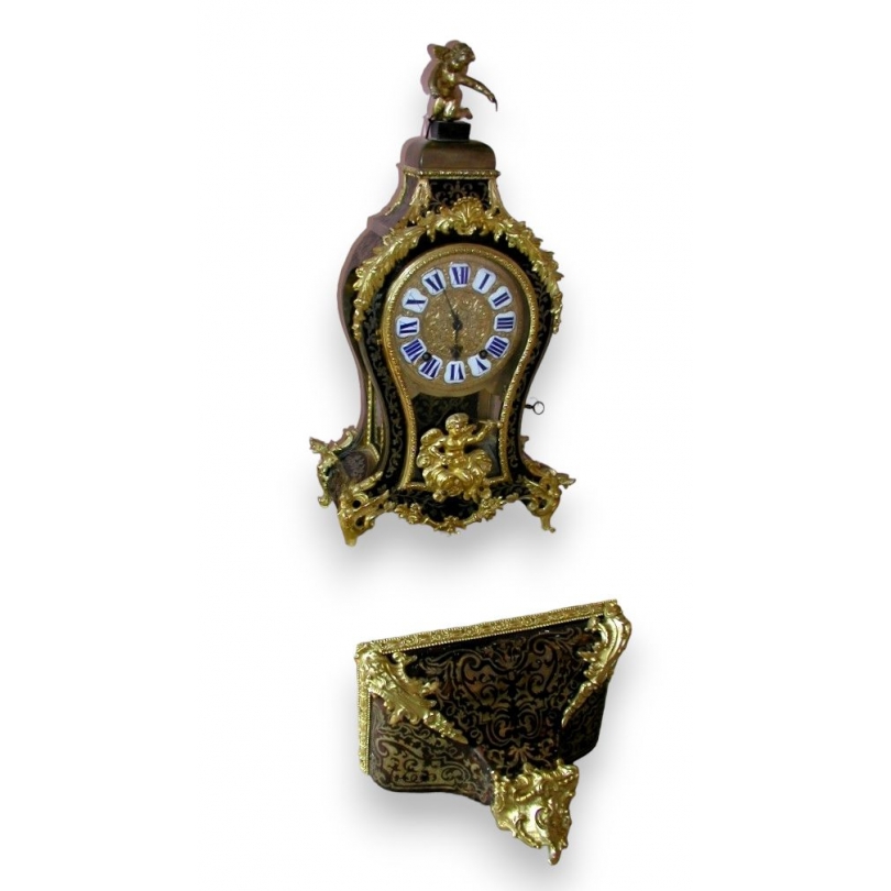 BOULLE clock, gilded bronze or