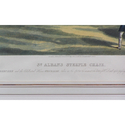 Gravure "St Albans Steeple chase",  sur Moinat SA  - Antiquités décoration -  Gravures, Lithos