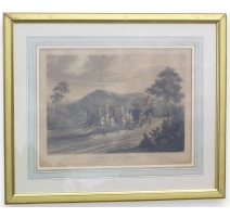 Gravure "One Mile From Gretna", peinte