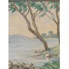 Paintings | Painting entitled ‘Landscape and Lakeside’ by Moinat SA  – Antiques and home décor
