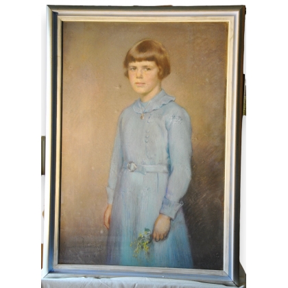 Pastel \"Jeune fille en robe bleue\"
