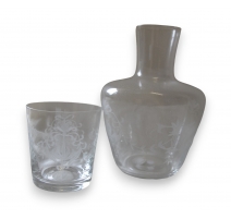 Carafe et verre "lotus" pour table de