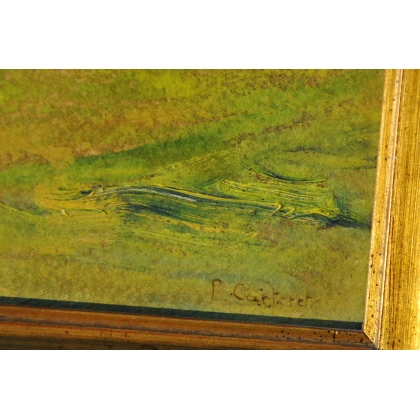 Paintings | Oil on cardboard, ‘Landscape’, signed P. Moinat SA  – Antiques and home décor