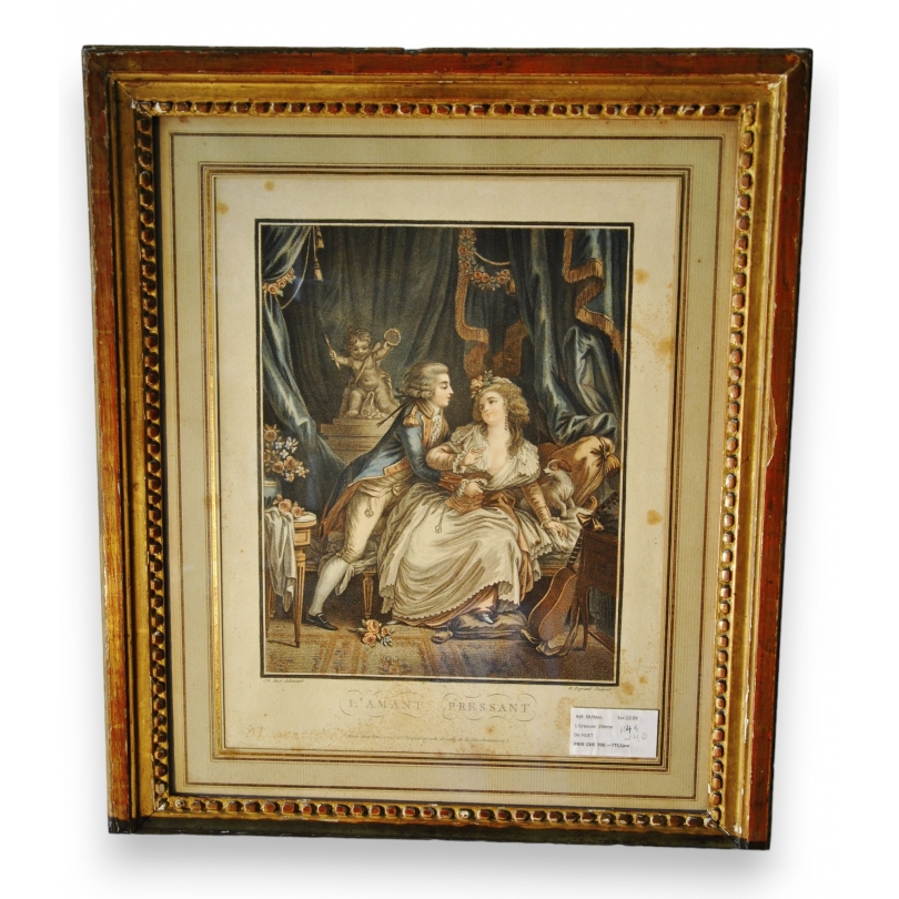 Gravure "L'amant pressant" de HUET