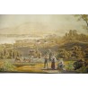  Gravure aquarellée "Vue de la Ville de sur  Moinat SA  - Antiquités décoration