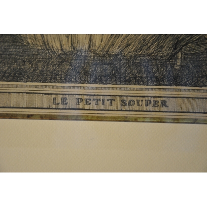  Dessin à l'encre "Le petit souper" sur  Moinat SA  - Antiquités décoration