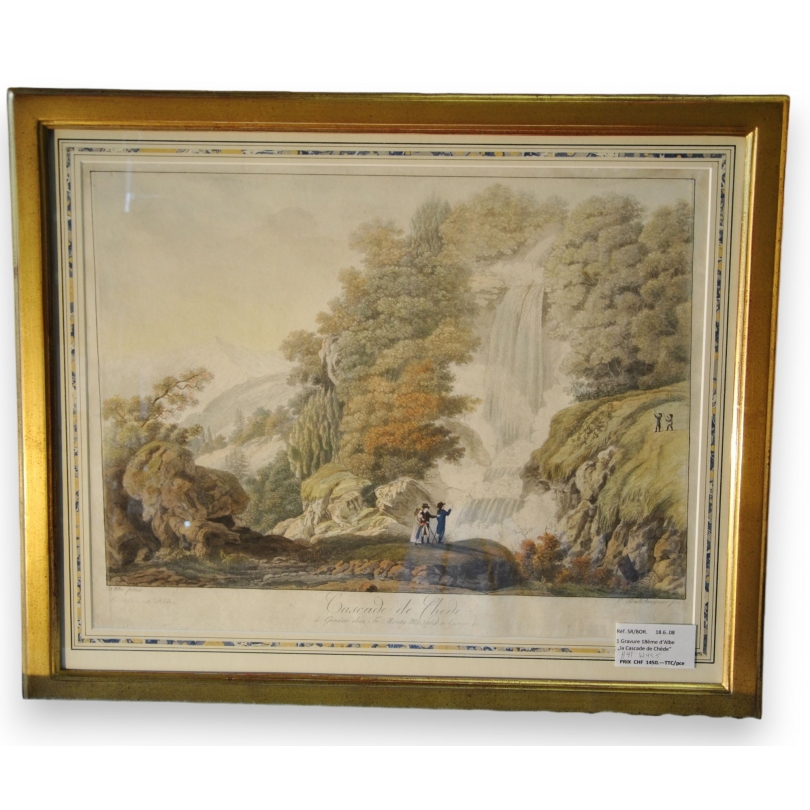 Engraving ‘La Cascade de Chede’ by D’ALBE on Moinat SA – Antiques and decorative items – Engravings, lithographs