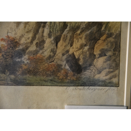 Engraving ‘La Cascade de Chede’ by D’ALBE on Moinat SA – Antiques and decorative items – Engravings, lithographs