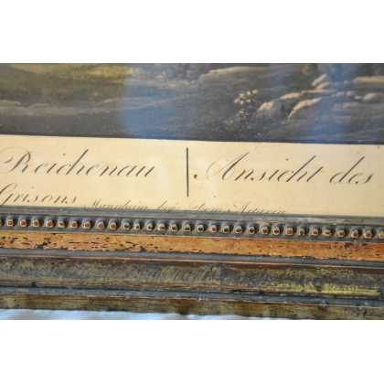 Engraving: ‘View of Reichenau Castle’ by Moinat SA – Antiques and decorative items – Engravings, lithographs