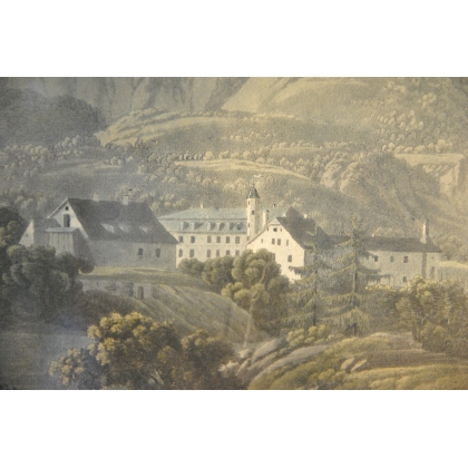 Engraving: ‘View of Reichenau Castle’ by Moinat SA – Antiques and decorative items – Engravings, lithographs