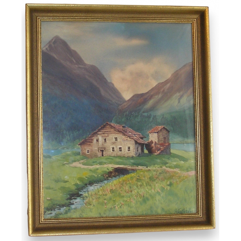 Aquarelle en papier "Paysage, montagnes  sur Moinat SA  - Antiquités décoration -  Gouaches, Aquarelles, Pastels