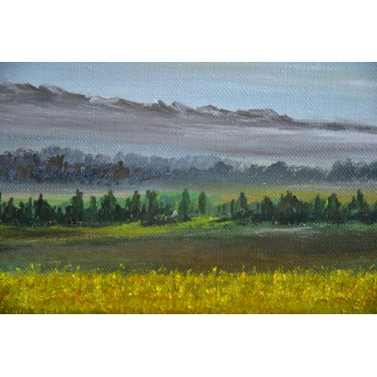 Paintings | Oil on canvas "Landscape, Moinat SA meadow" – Antiques and home décor