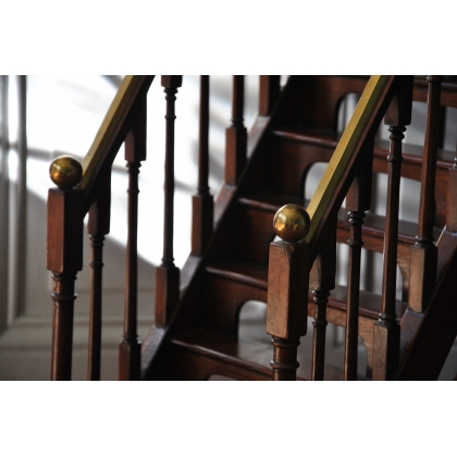 Decorative mahogany and brass staircase at  Moinat SA  - Antiques and home décor